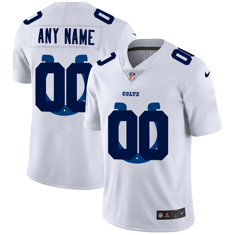 Wholesale Indianapolis Colts Custom White Men Nike Team Logo Dual Overlap Limited NFL Jersey